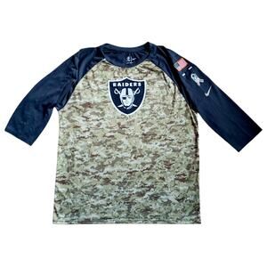 Nike NFL Las Vegas Raiders Men's Baseball Jersey Shirt Green Camo Dri-Fit Sz XL